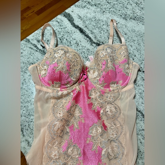 NEW Victoria’s Secret Sexy Little Things Pink Garter Slip Dress Babydoll 36C - Picture 3 of 8